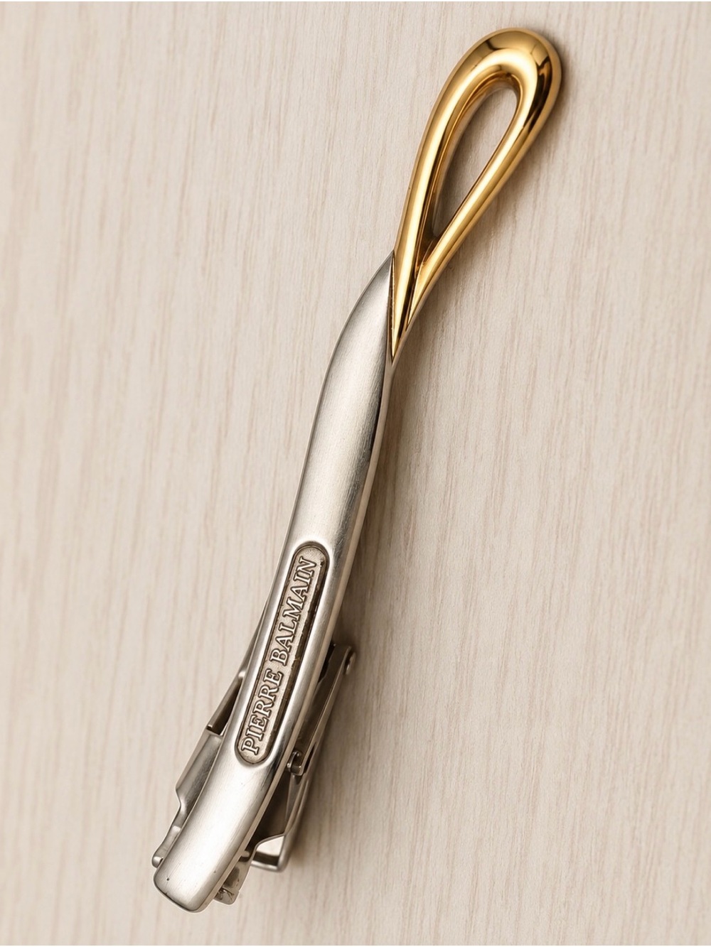 Vintage Pierre Balmain Paris Two Tone Gold Silver Designer Tie Clip